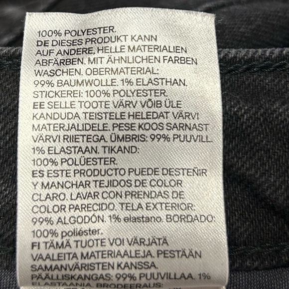 H&M Black Straight Jeans Red/Green Embroidered Flowers Stretch Women's Size 4 - Picture 9 of 11